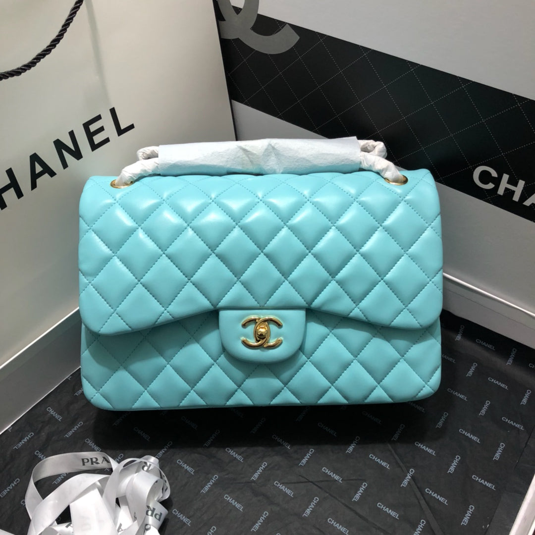 CHLLarge Classic Hardware , ’s Blue Gold Shoulder Bag
