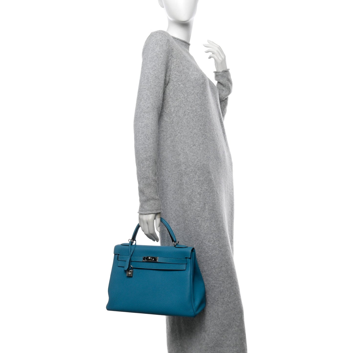 Hermes Togo Kelly Retourne Turquoise Handbag Travel Bag 32 Turquoise 1680737