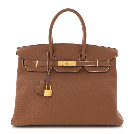 Hermes Togo Birkin Handbag Gold Travel Bag 35 Gold 1762216