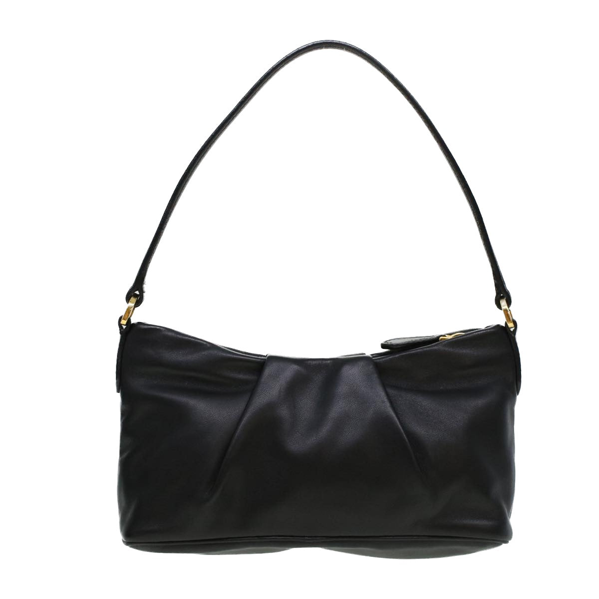 Prada Ribbon Hand Bag Leather Black Travel Bag