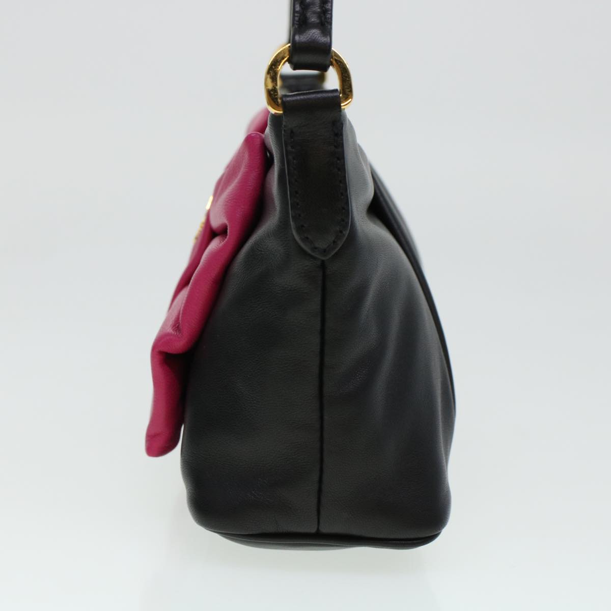 Prada Ribbon Hand Bag Leather Black Travel Bag