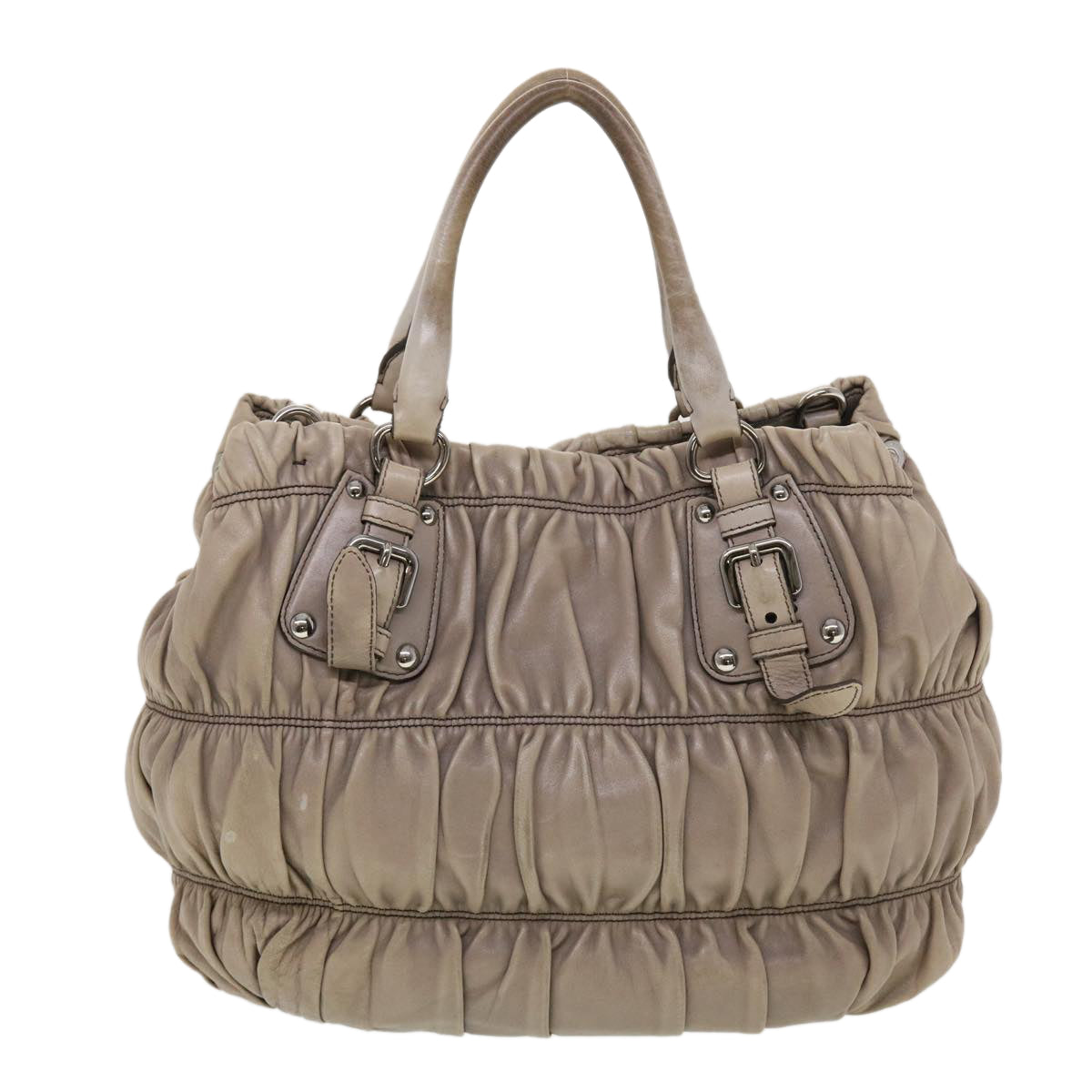 Prada Hand Bag 2Way Leather Gray Travel Bag