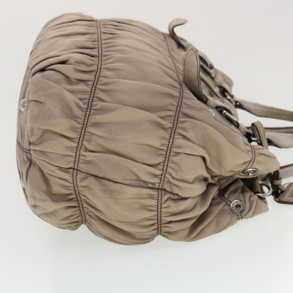 Prada Hand Bag 2Way Leather Gray Travel Bag