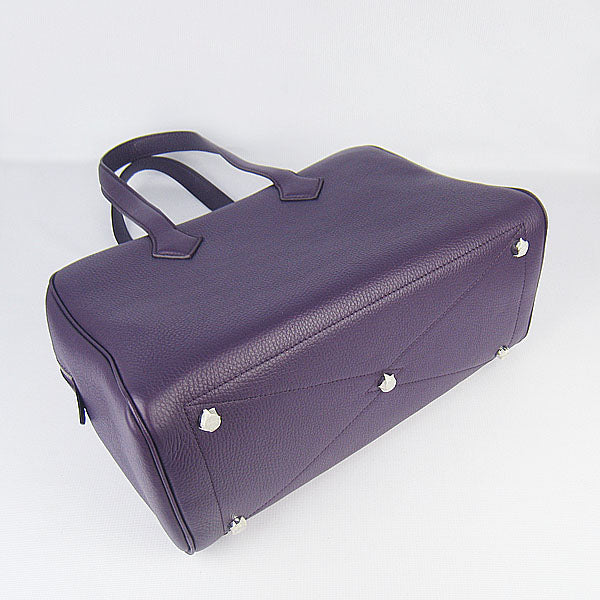 Hermes Luxury Togo Handbag Purple Leather Travel Bag