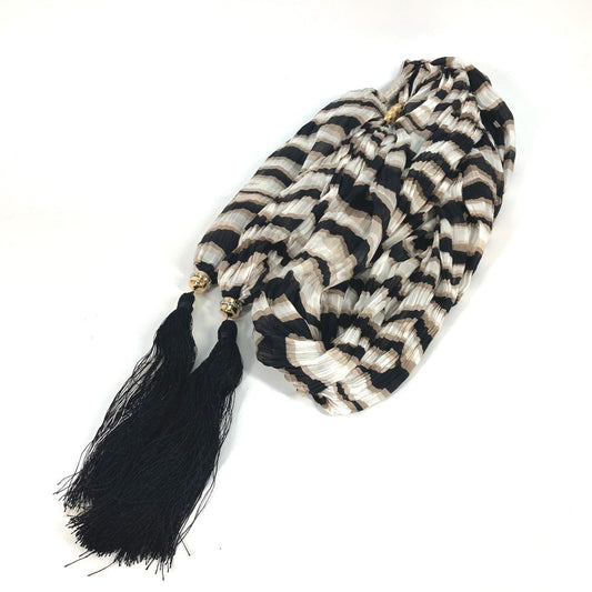 Louis Vuitton Stall silk tassel shawl fringe Brown Scarf