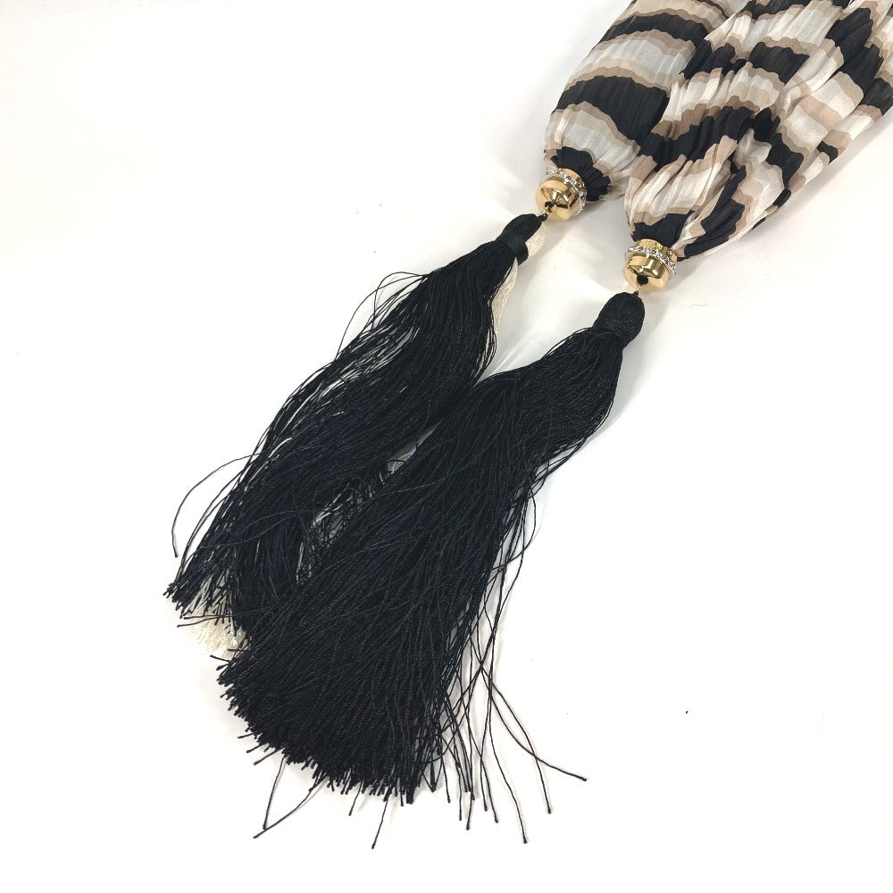 Louis Vuitton Stall silk tassel shawl fringe Brown Scarf