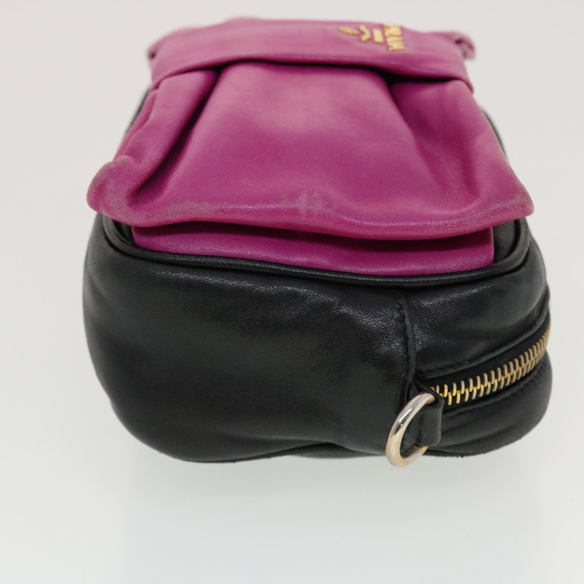 Prada Ribbon Shoulder Bag Nylon Black Pink