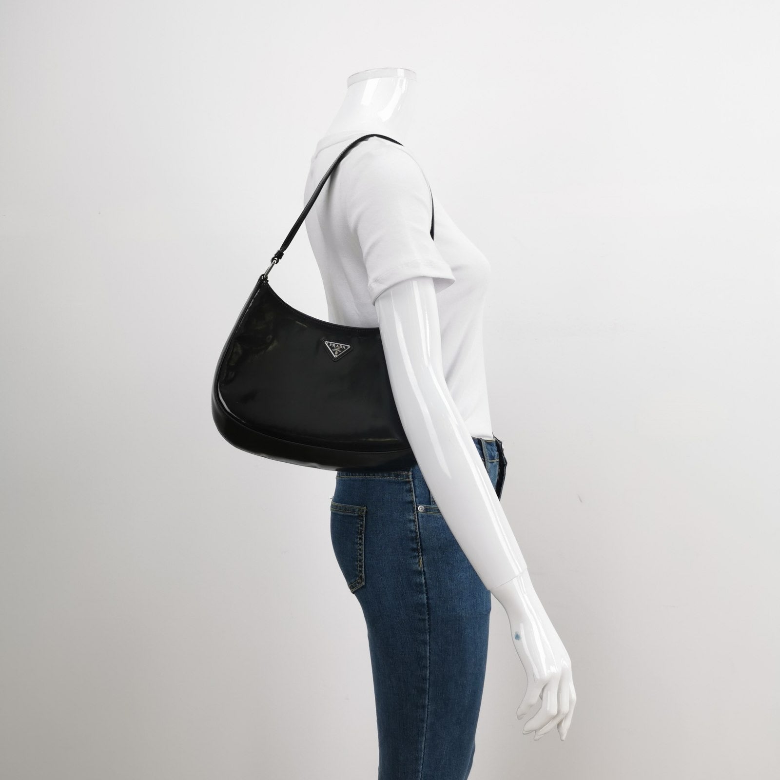 Prada Cleo Smooth Shoulder Bag Leather Black