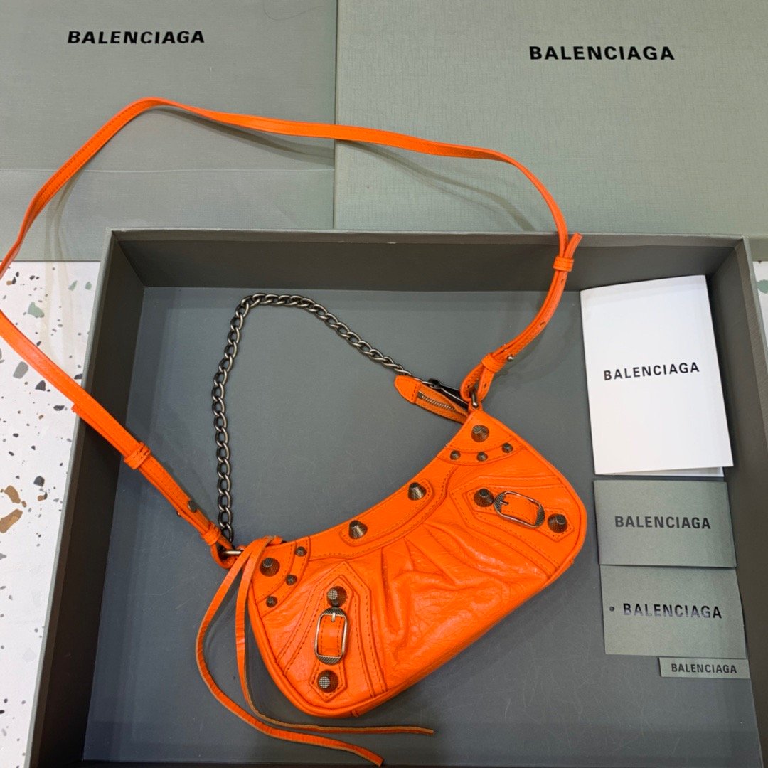Balen Le Cagole Bag With In Orange Mini Chain Travel Bag