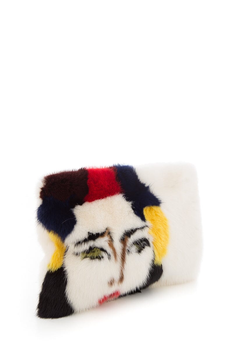 Prada Mink Face Print Clutch Multicolor Clutch Bag