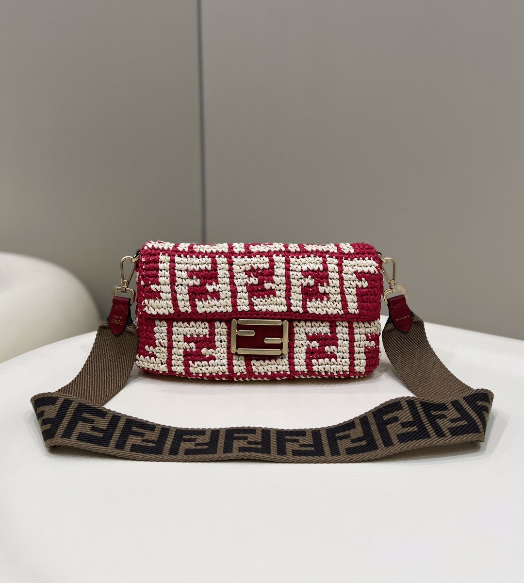 Fendi Top QualityTop Quality Baguette rafTop Red FF Handbag