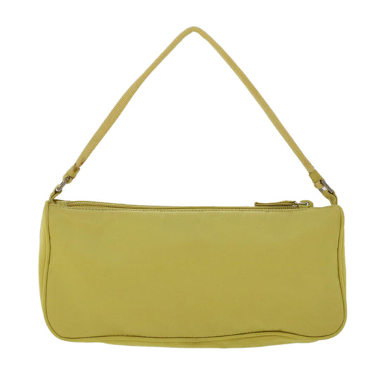 Prada Accessory Pouch Light Luxury Handbag Nylon Yellow Clutch Bag