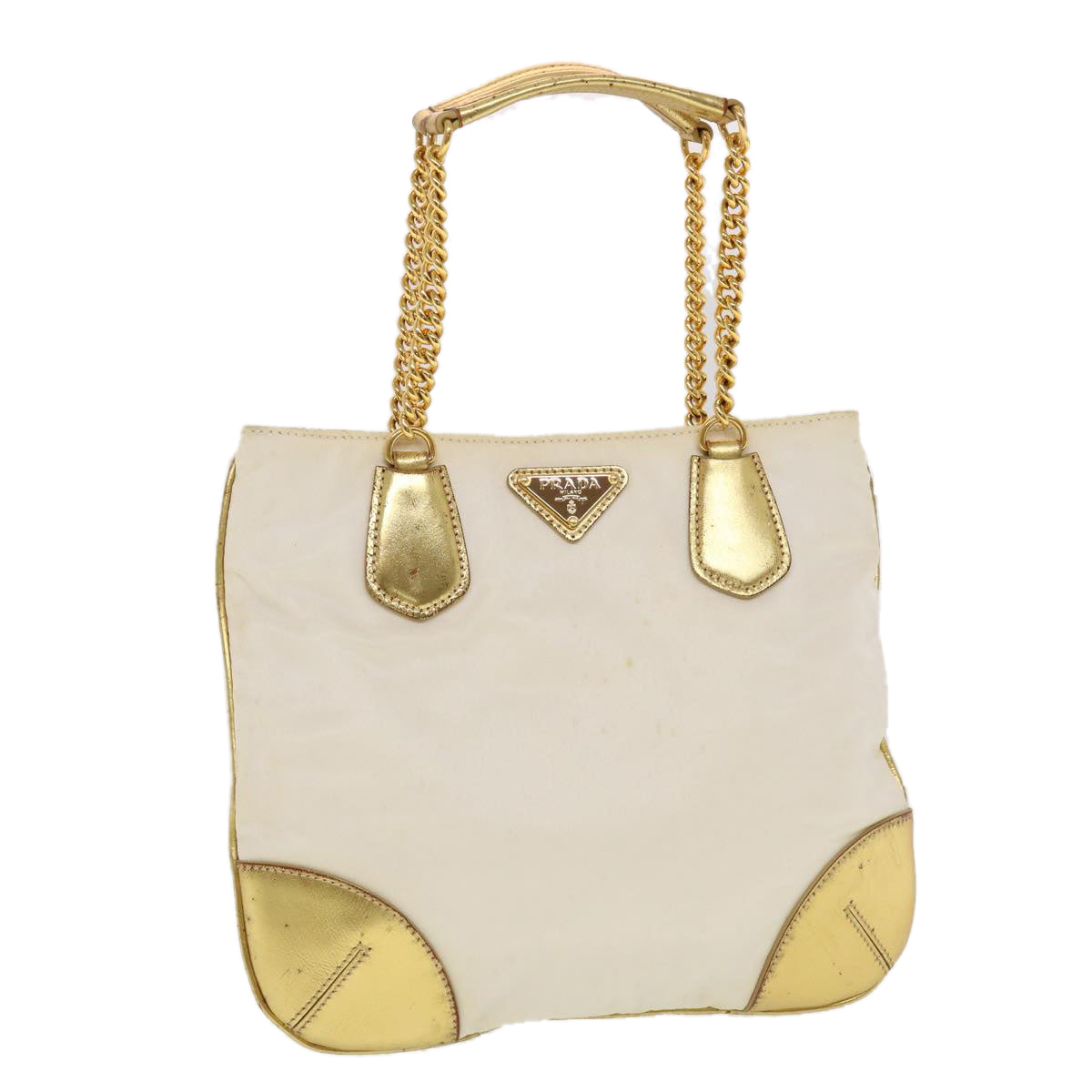 Prada Shoulder Bag Nylon White Gold