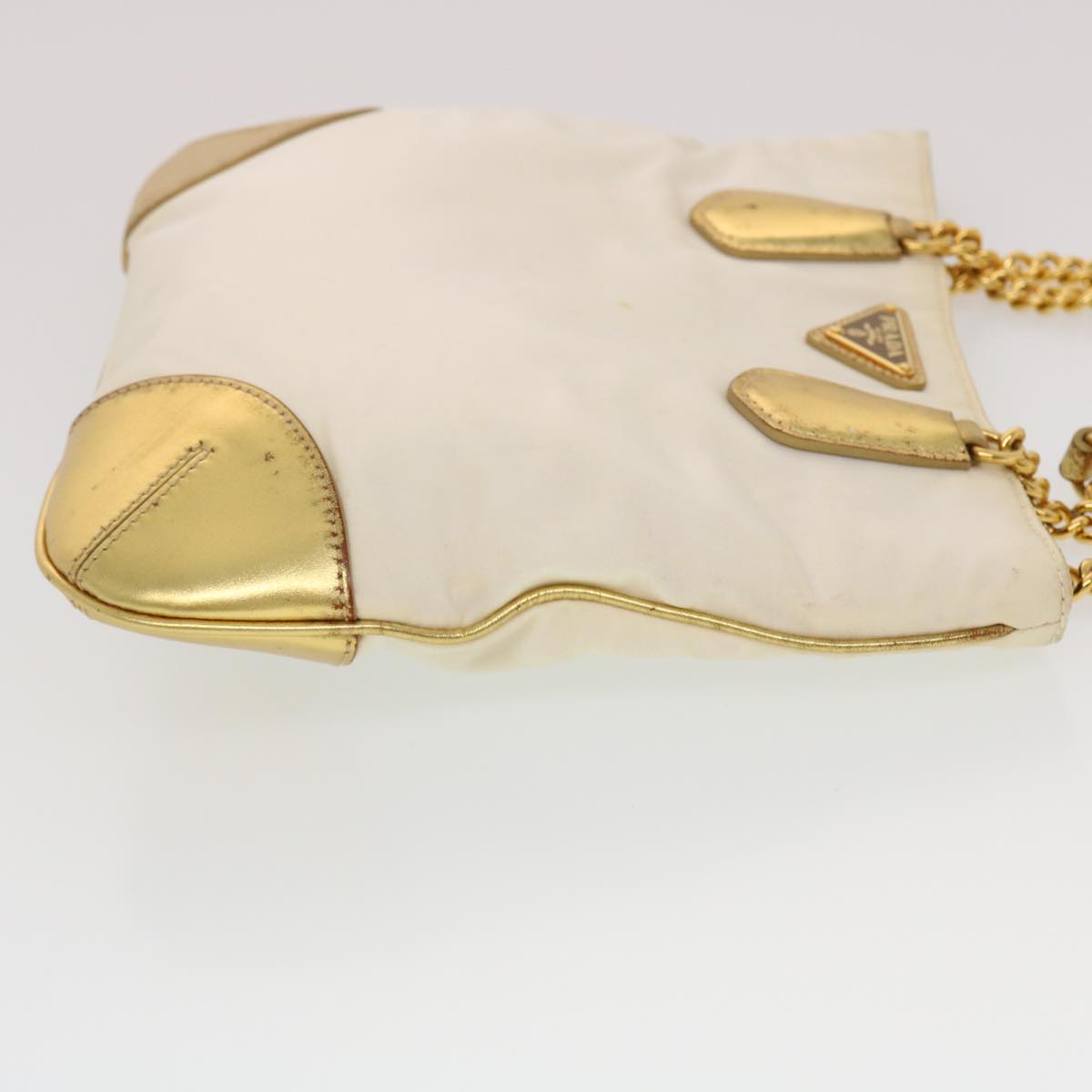 Prada Shoulder Bag Nylon White Gold