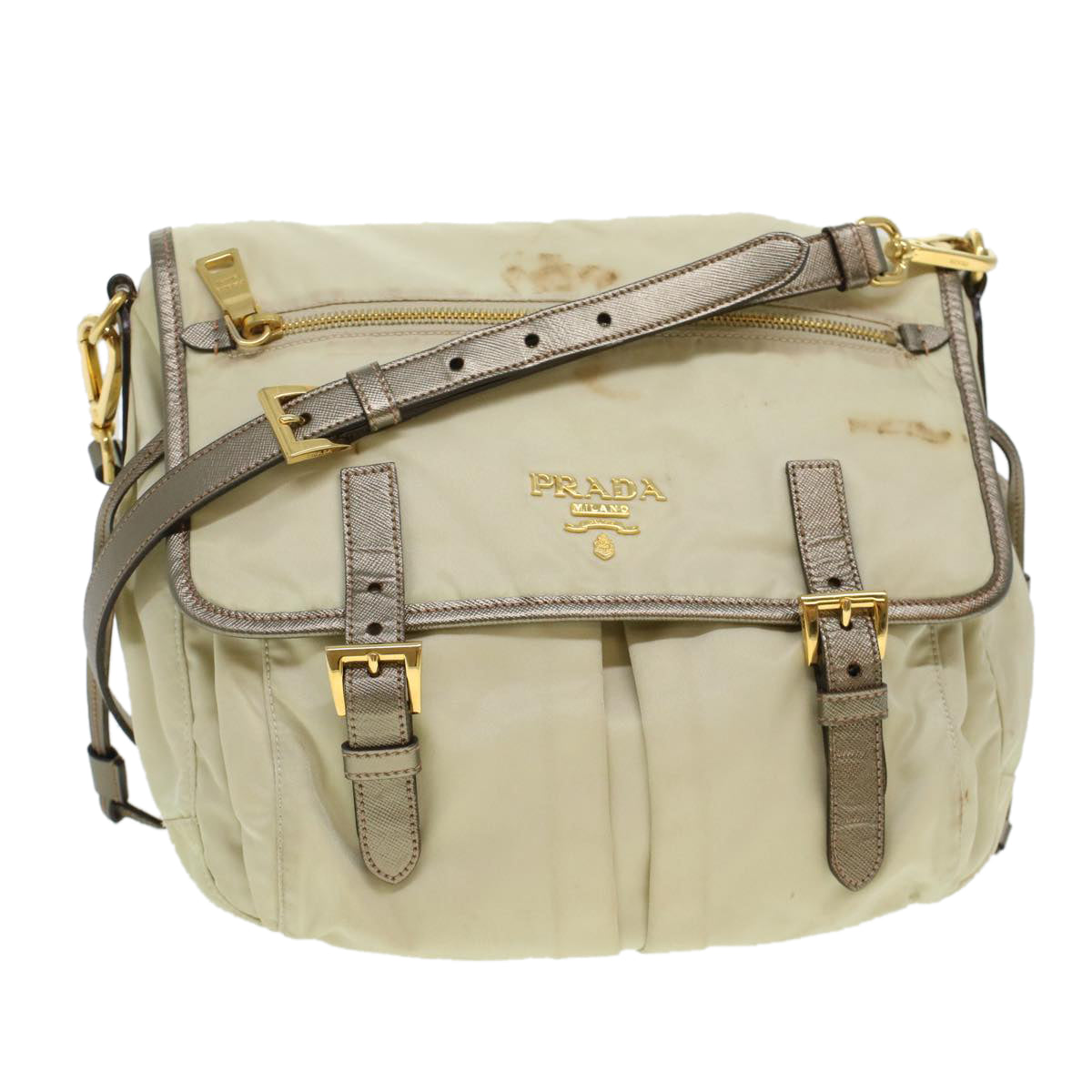 Prada Shoulder Bag Nylon Beige Nylon Beige 44812