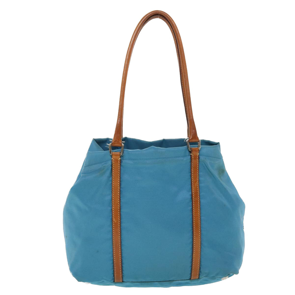 Prada Hand Bag Light Nylon Brown Blue Travel Bag