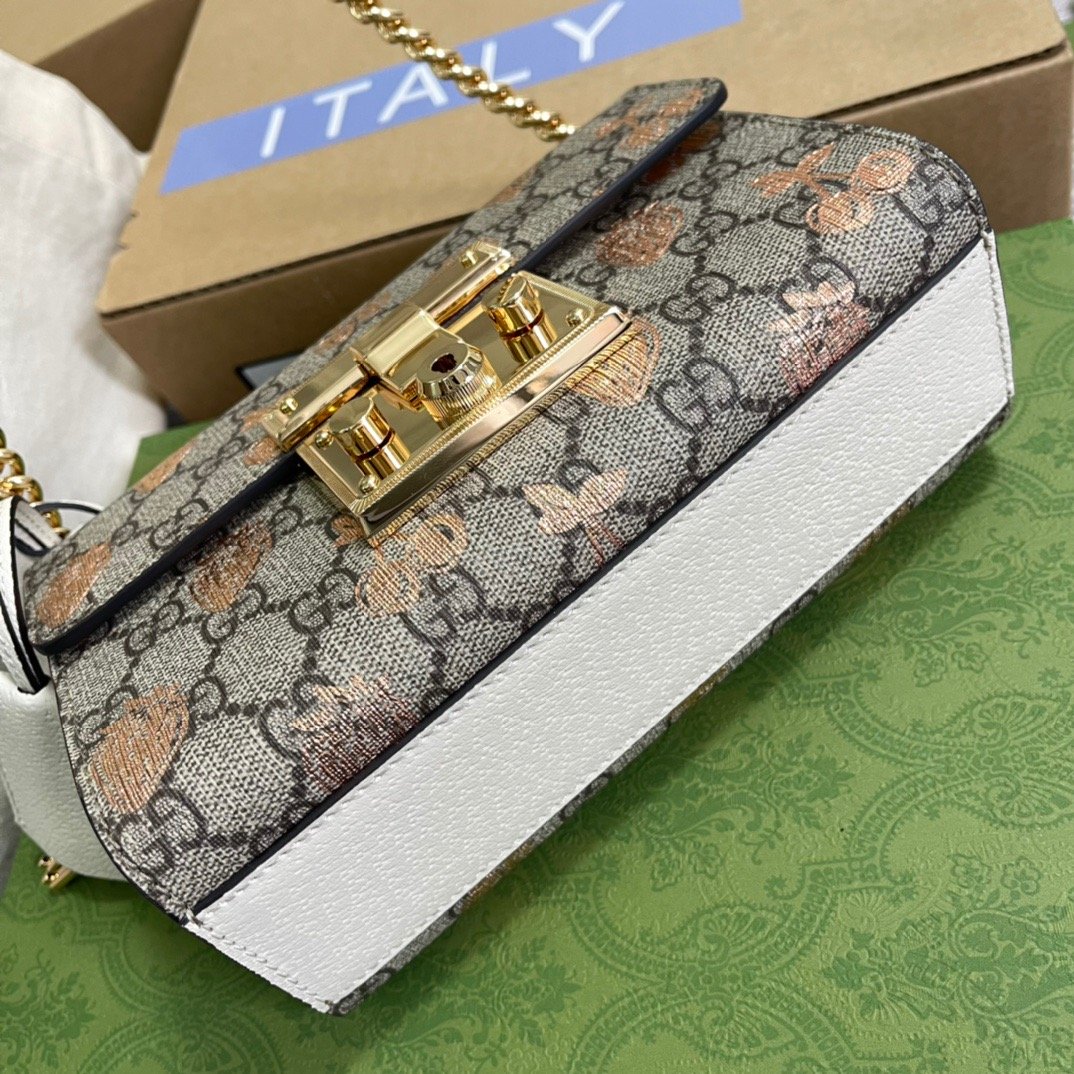 gg Padlock gg Strawberry , Beige Small Shoulder Bag 4