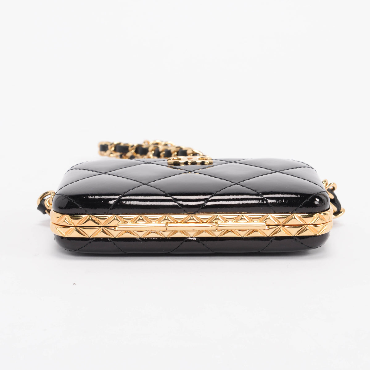 Chanel Black Glazed Goatskin Mini Box with Chain Bag