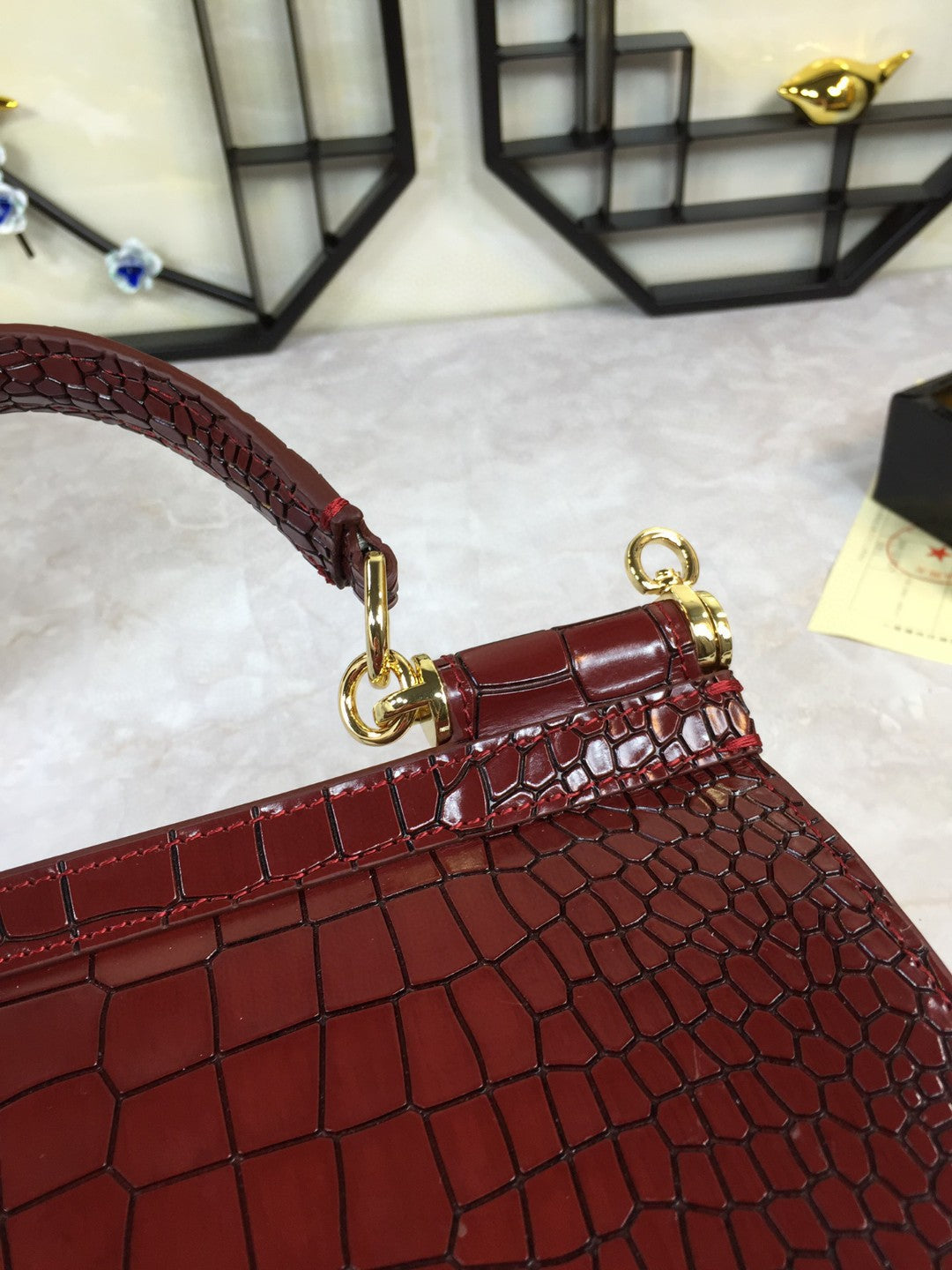 Top Quality Sicily Bag In Foiled Crocodile Medium Travel Bag