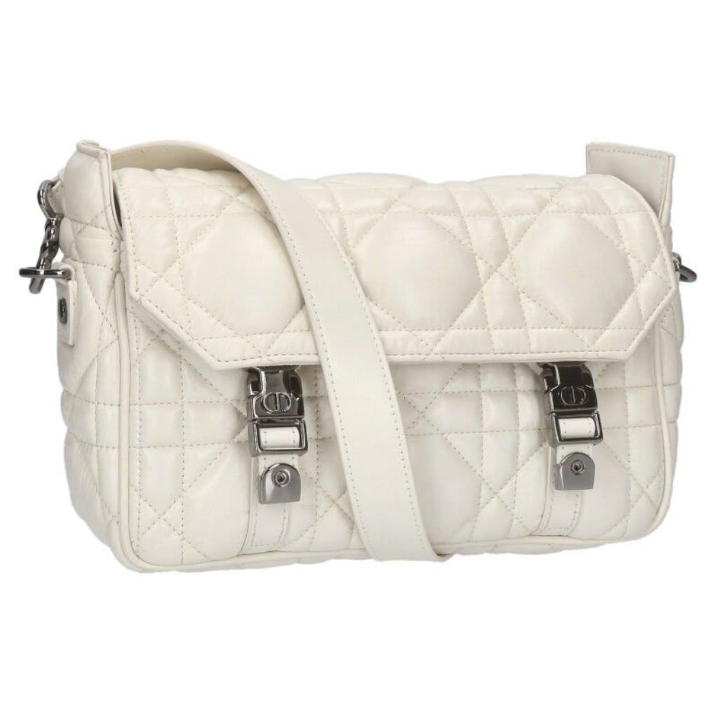Dior Macrocanage Messenger Bag Shoulder Bag White