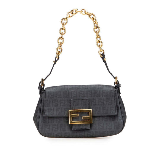 Fendi Mamma Baguette Zucchino Pvc Handbag Leather Shoulder Bag