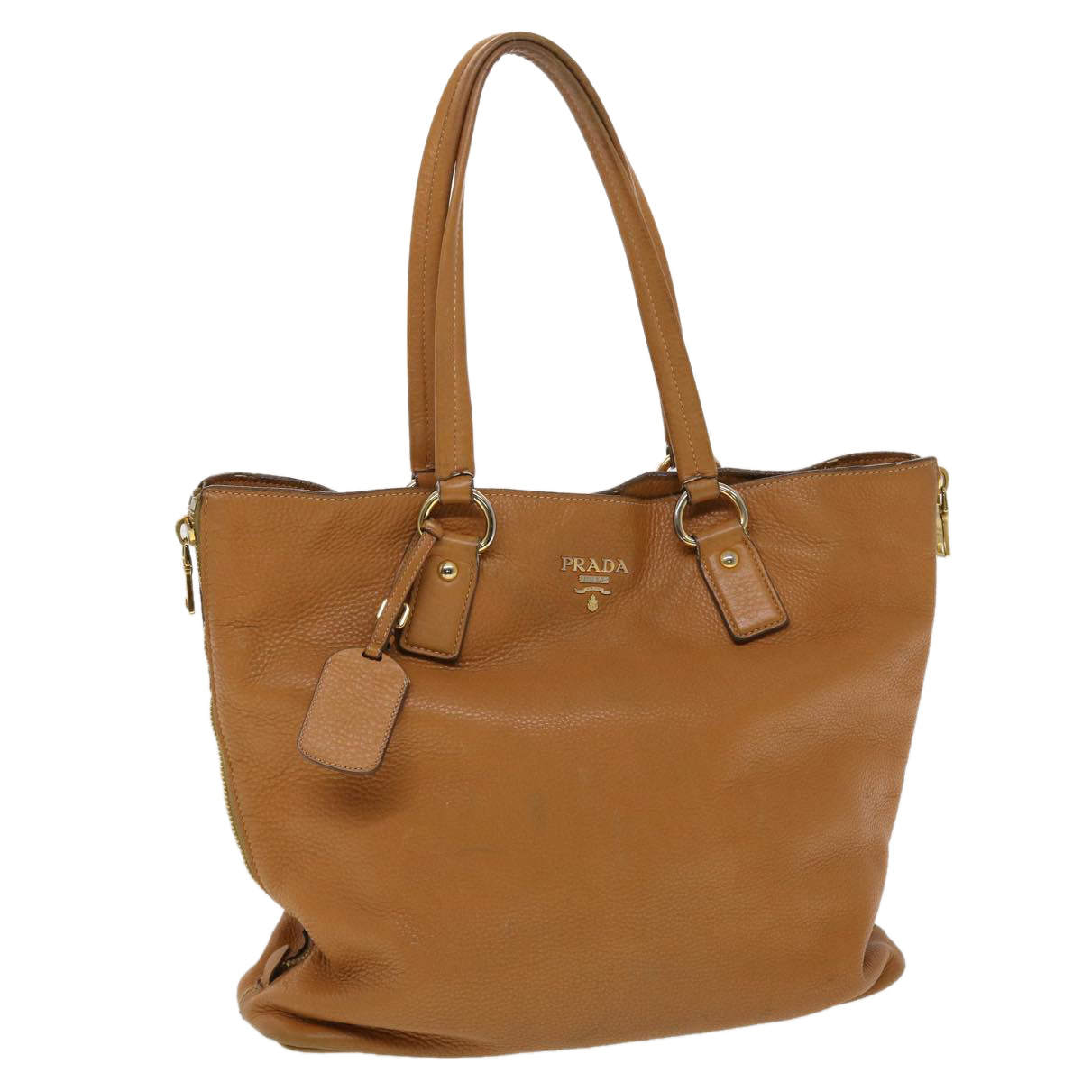 Prada Tote Bag Auth Leather Brown Brown Auth 45190