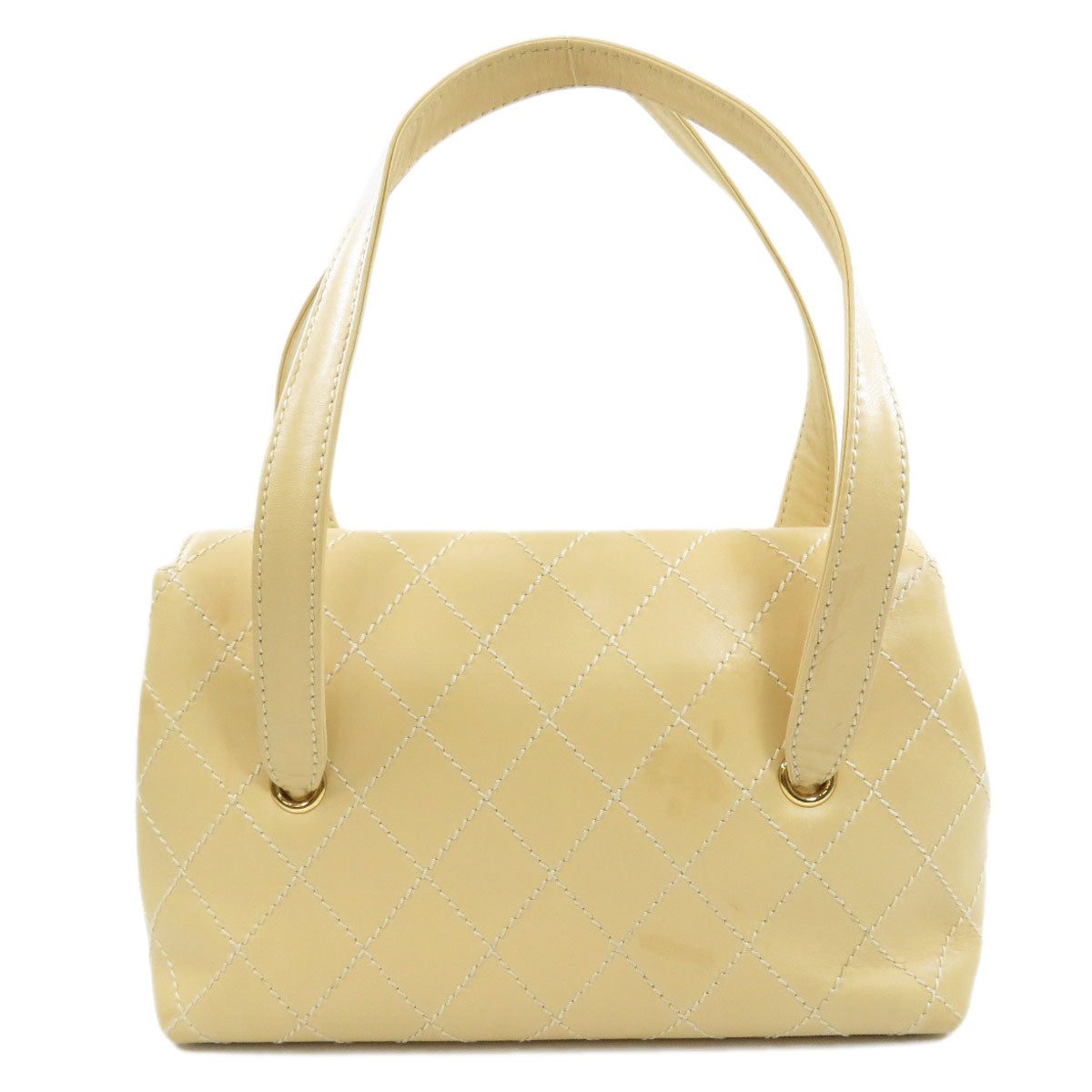 Chanel Cocomark Metal Fittings Tote Bag Calf Matelasse Gold