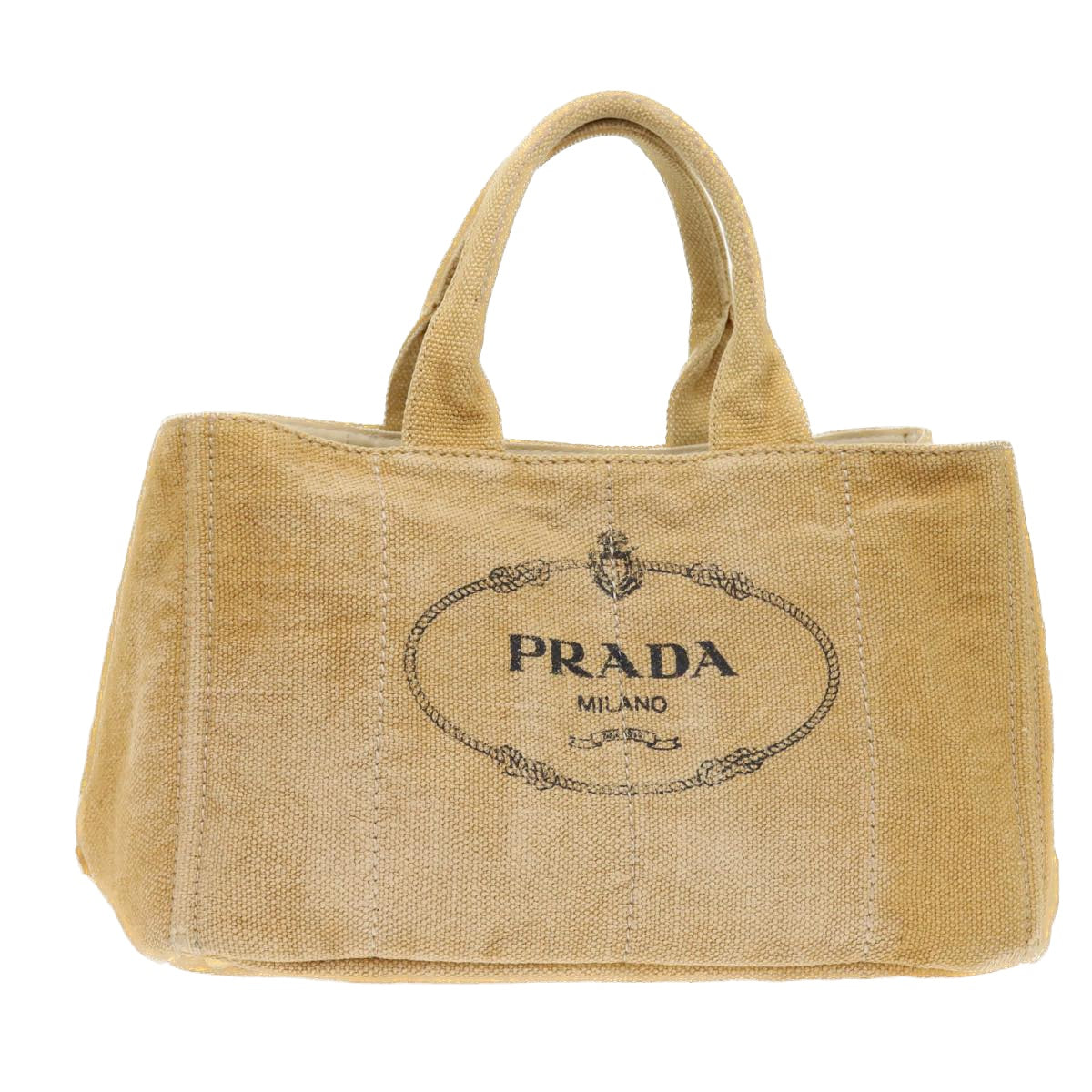 Prada Canapa Hand Bag Canvas Beige Travel Bag
