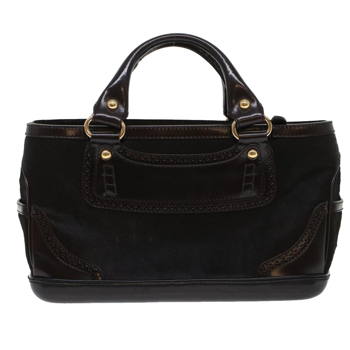 Luxury Hand Bag Enamel Harako Dark Leather Brown Travel Bag