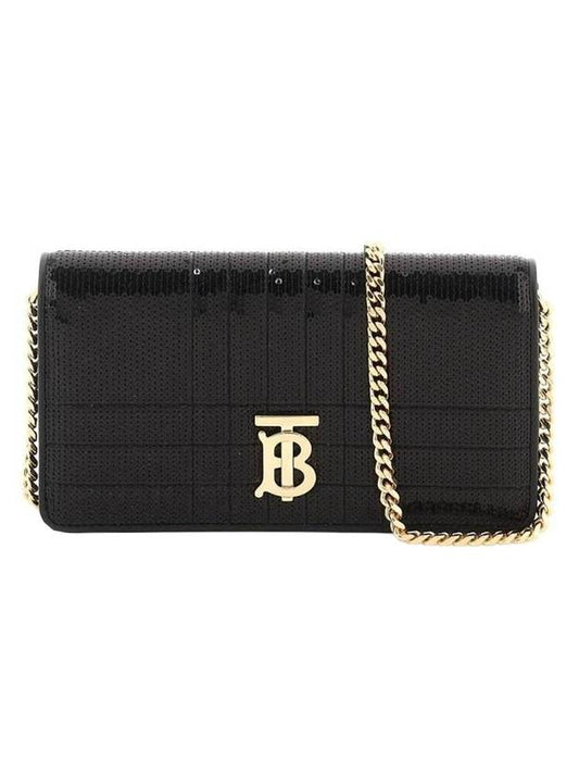Burberry Luxury Women Lola Sequin Shoulder Bag Black Chain