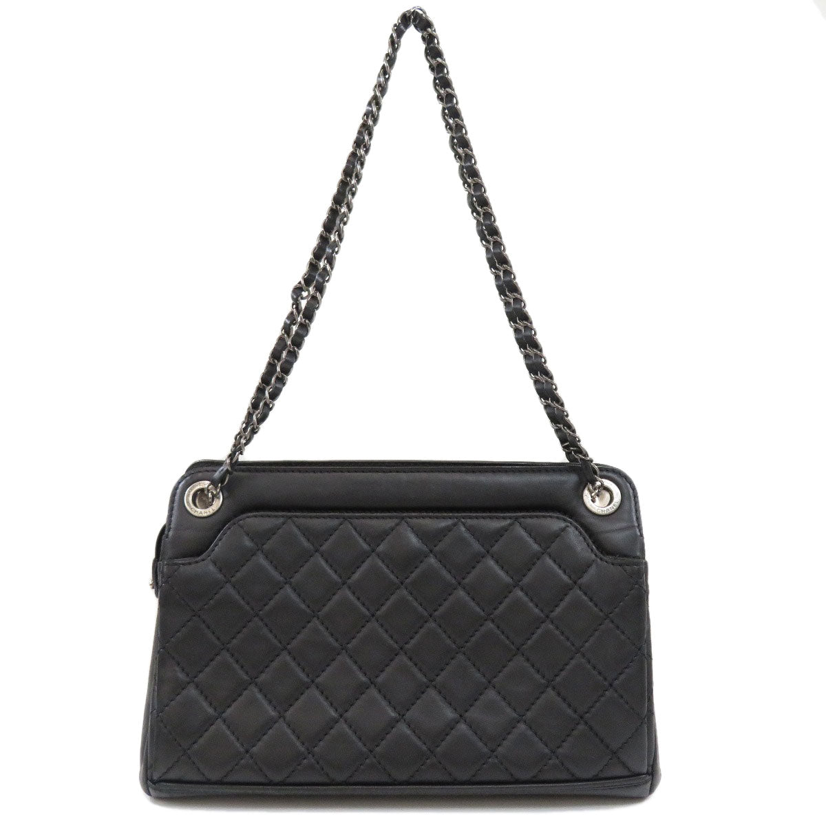 Chanel Shoulder Bag Hardware Lambskin Matelasse Silver