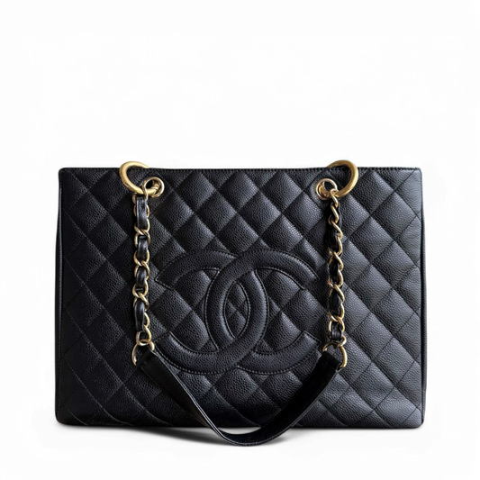 Chanel GST Grand Shopping Tote - Caviar Quilted Black Gold Hardware Series 11
