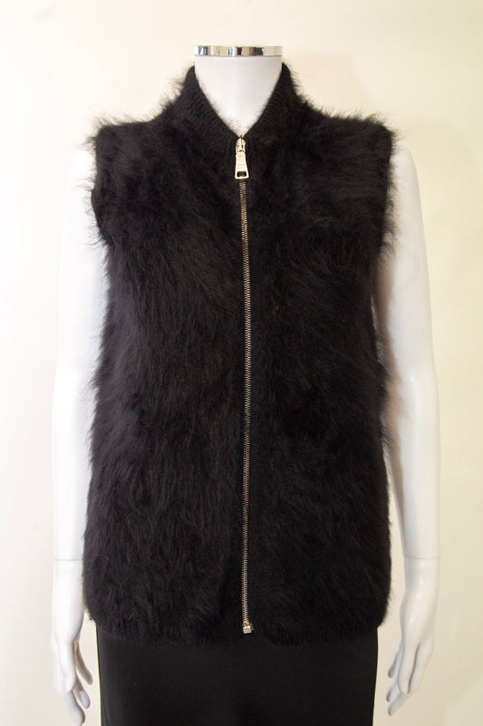 Prada Handbag S S Angora Knit Gilet S Black