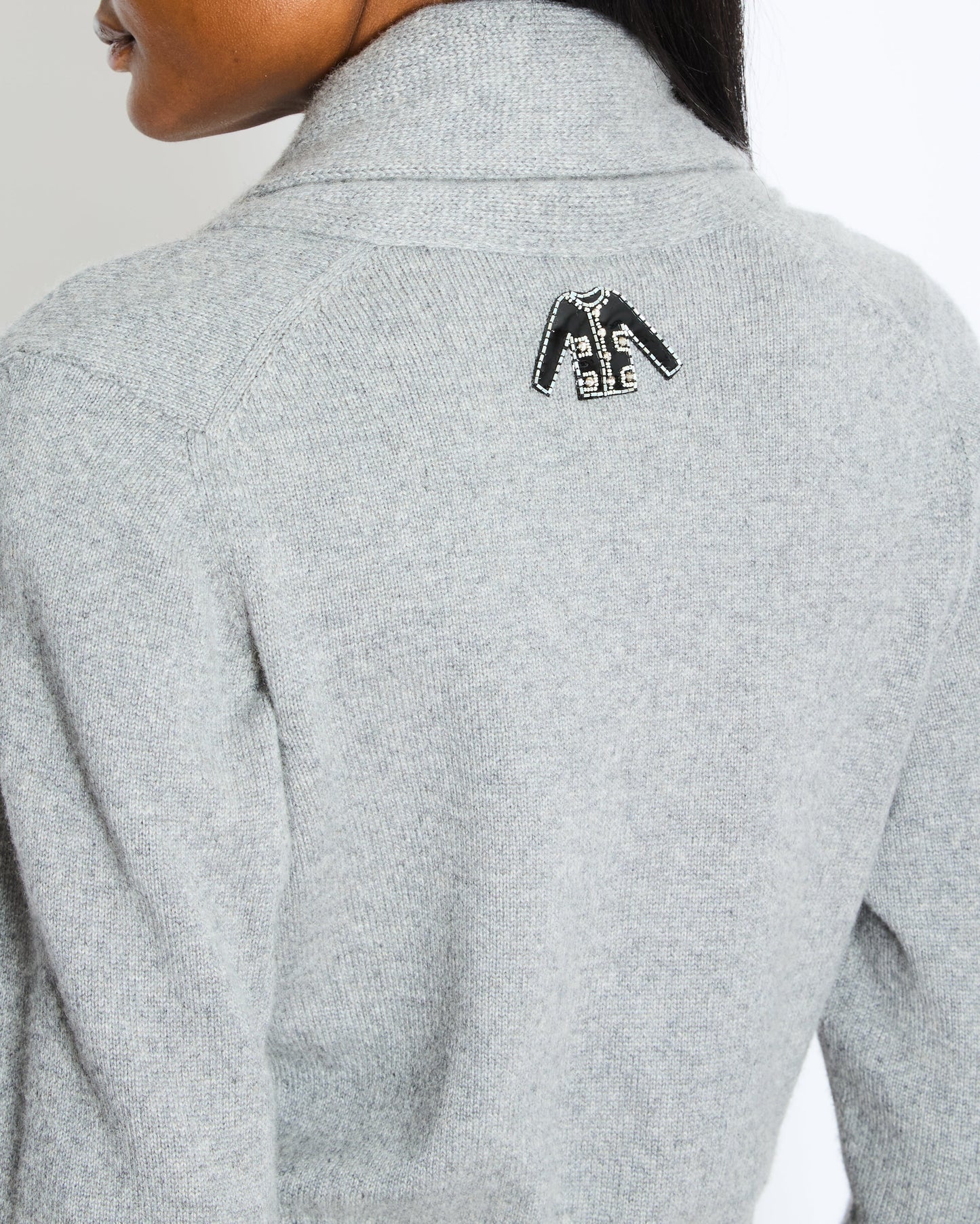 Chanel Grey Cashmere Long Cardigan with Silver CC Buttons Size FR 36 (UK 8) Apparel