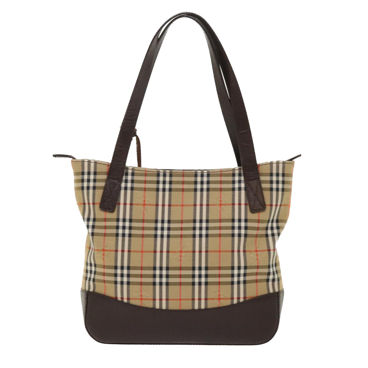 Burberry Luxury ss Nova Check Hand Bag Auth Leather Nylon Beige Travel Bag