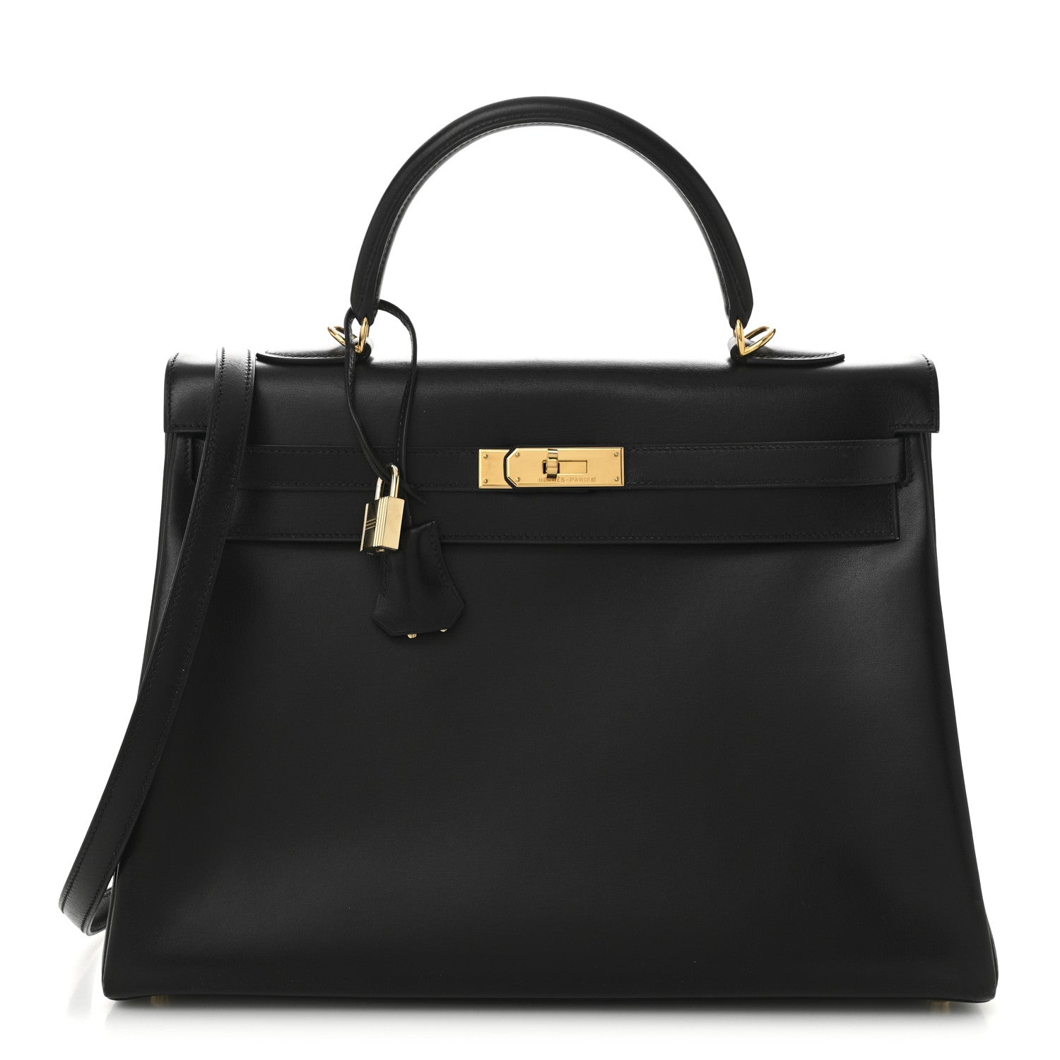 Hermes Box Kelly Retourne Handbag Black Travel Bag 35 Black 1759410
