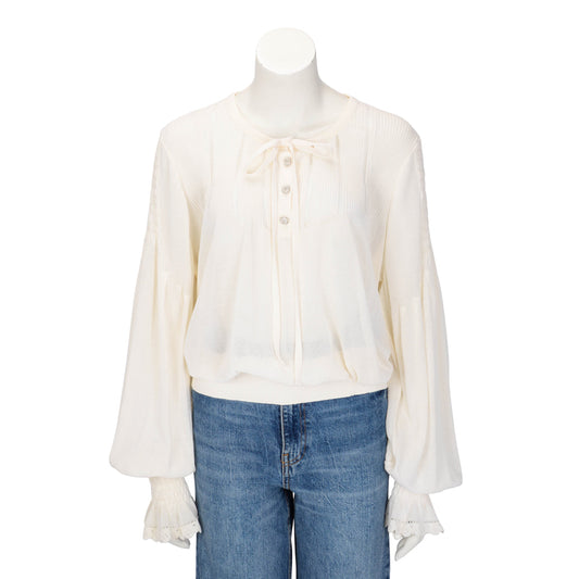 Chanel Ivory Knitted Pintuck Detail Blo FR 50 Accessory