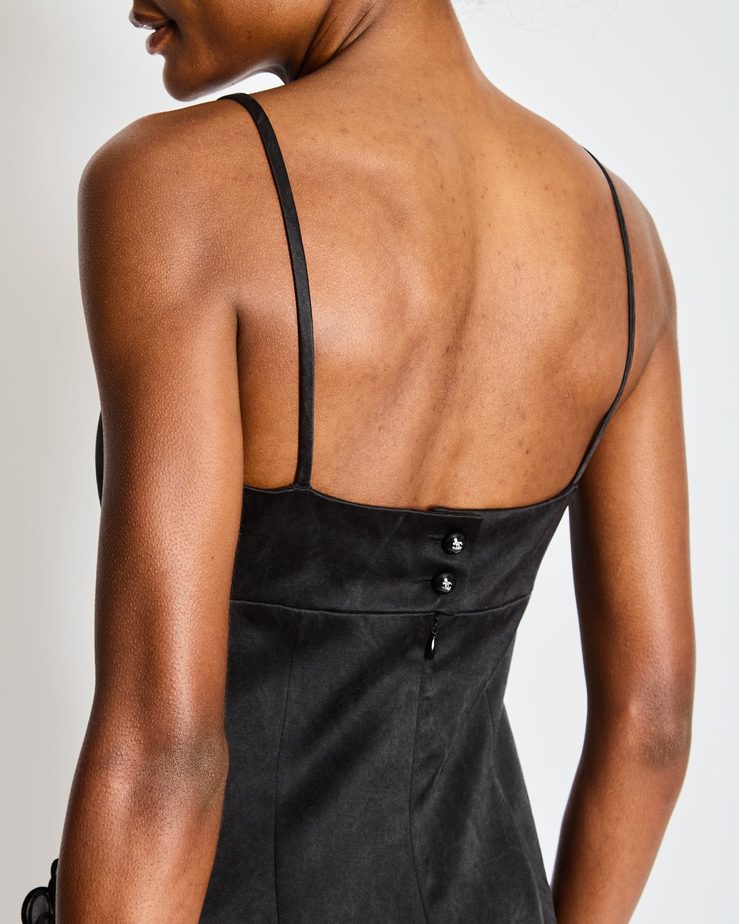 Chanel Black Strappy Playsuit with 3D Camelia Flower Pocket Detail Size FR 36 (UK 8) Accessory