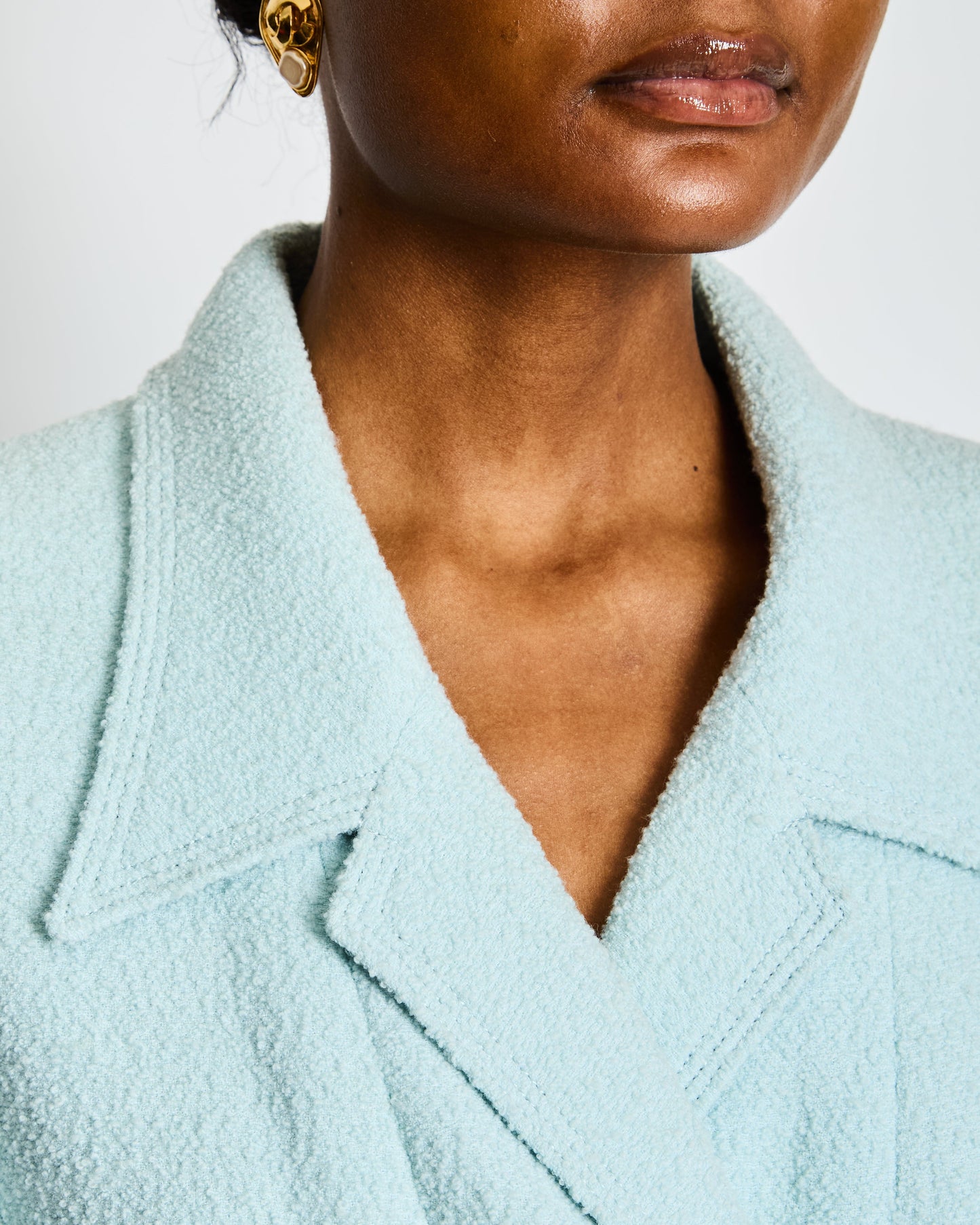 Chanel 96/C Baby Blue Double Breasted Blazer with Gold CC Buttons Size FR 46 (UK 18) Accessory