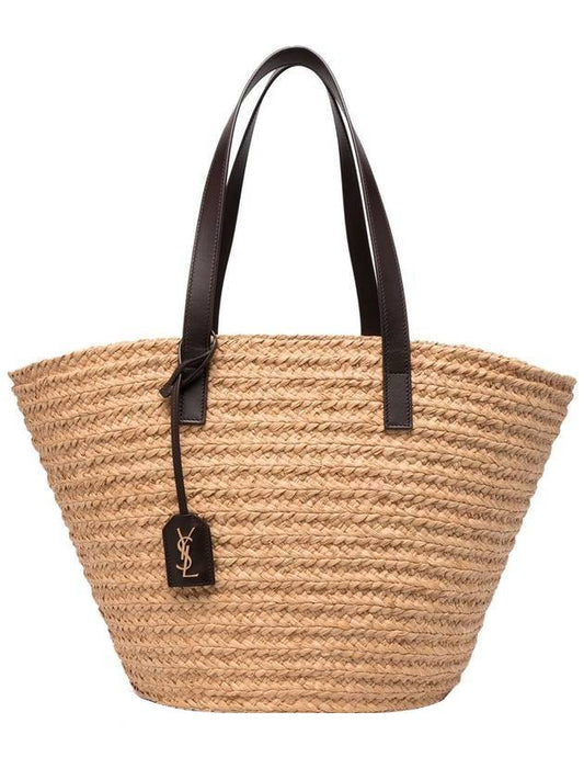 YSL Saint Laurent Saint Laurent Trending Panier Basket Tote Bag Raffia Beige