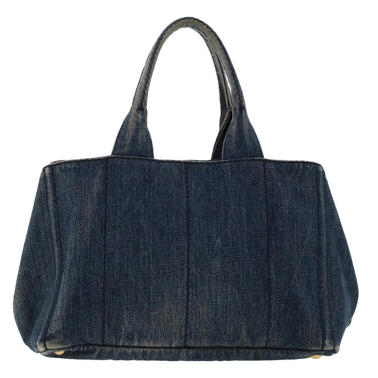 Prada Canapa Hand Bag Auth Canvas Blue Travel Bag