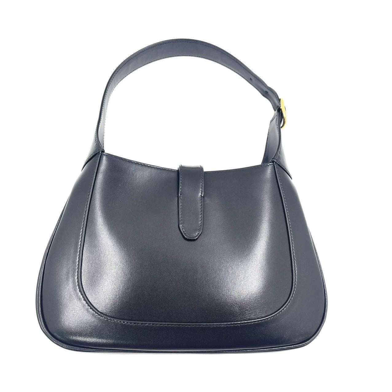 Gucci Jackie Piston Lock Strap Leather Black Small Travel Bag