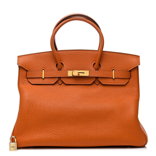 Hermes Fjord Birkin Handbag Orange Travel Bag