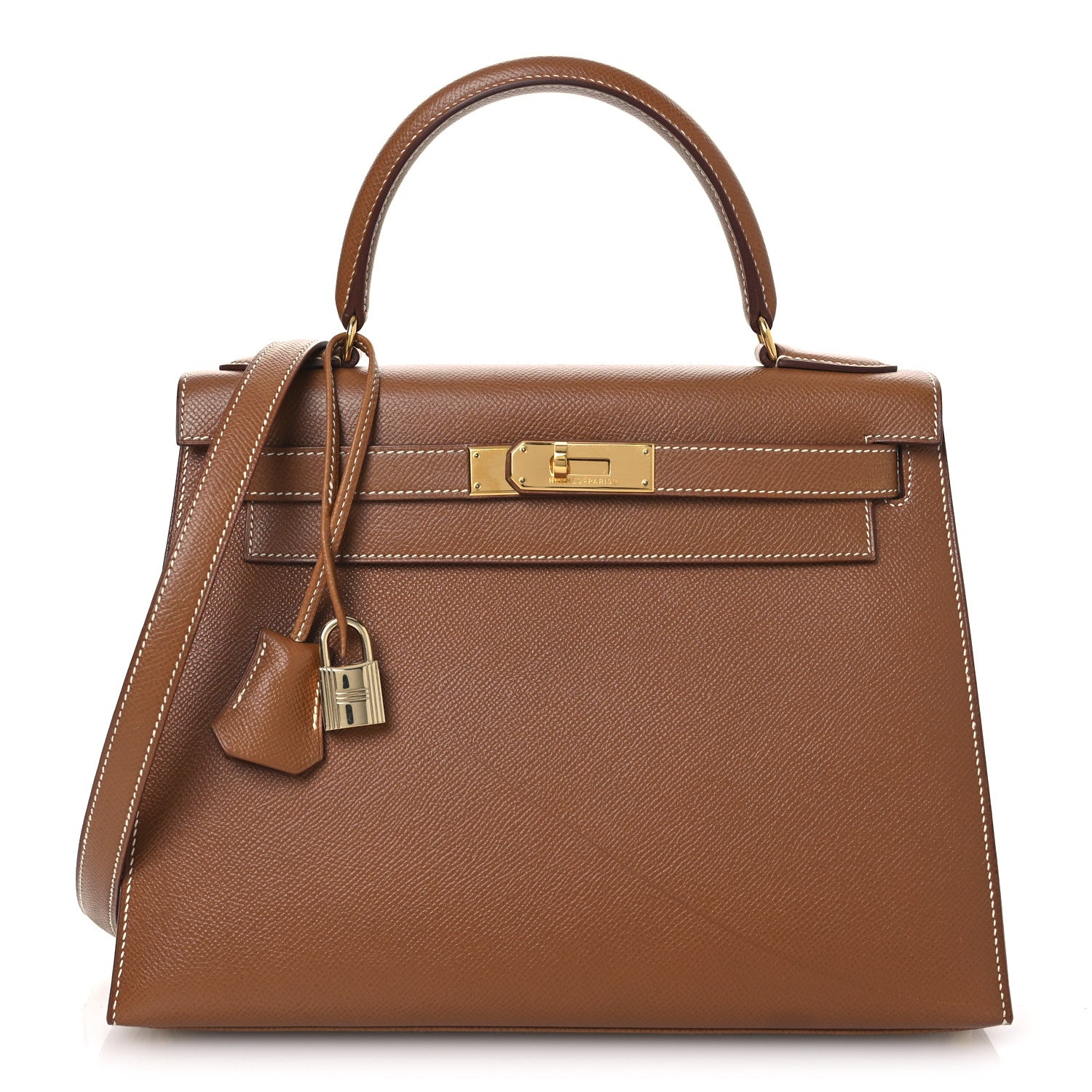 Hermes Courchevel Kelly Sellier Handbag Gold Travel Bag