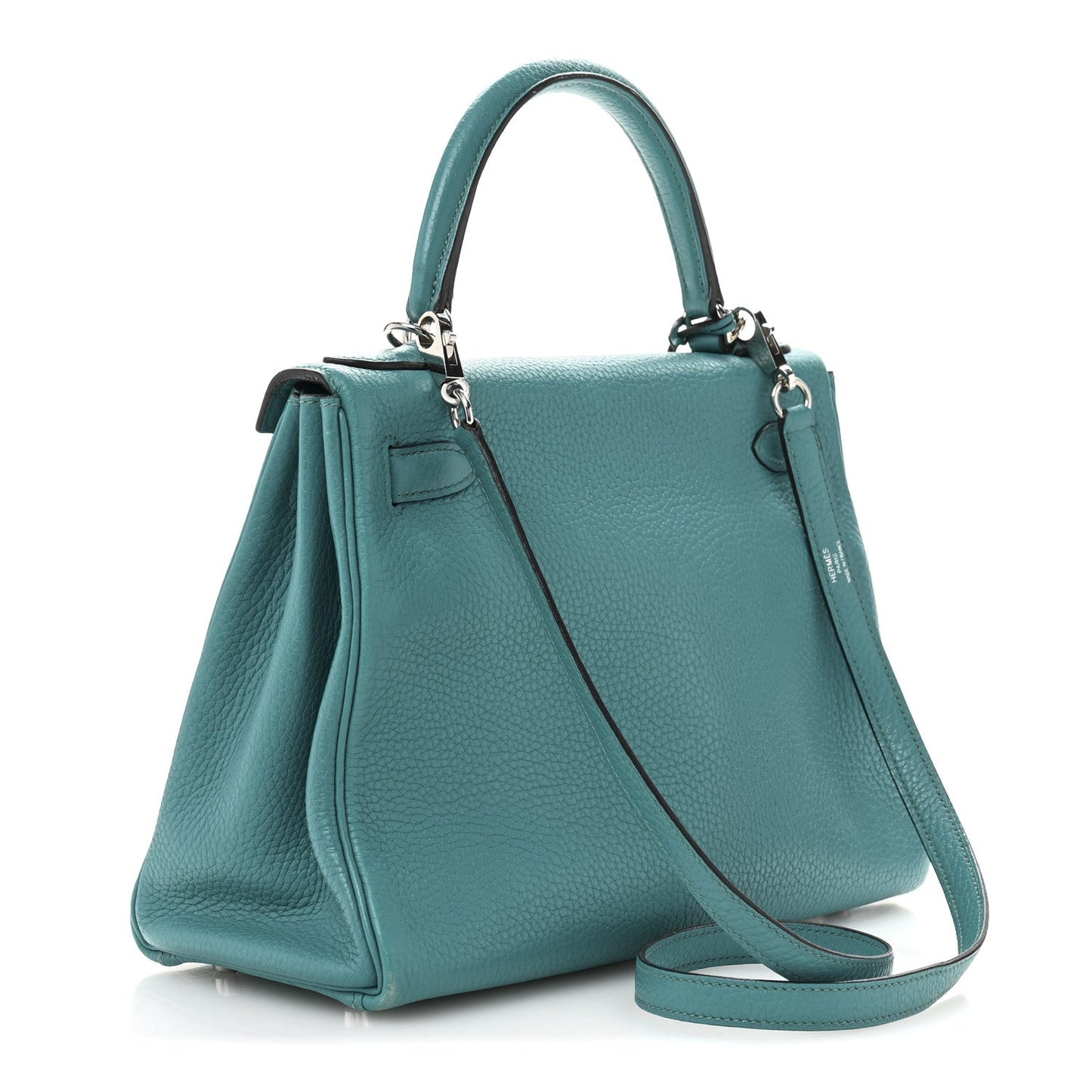 Hermes Taurillon Clemence Kelly Retourne Turquoise Handbag Travel Bag