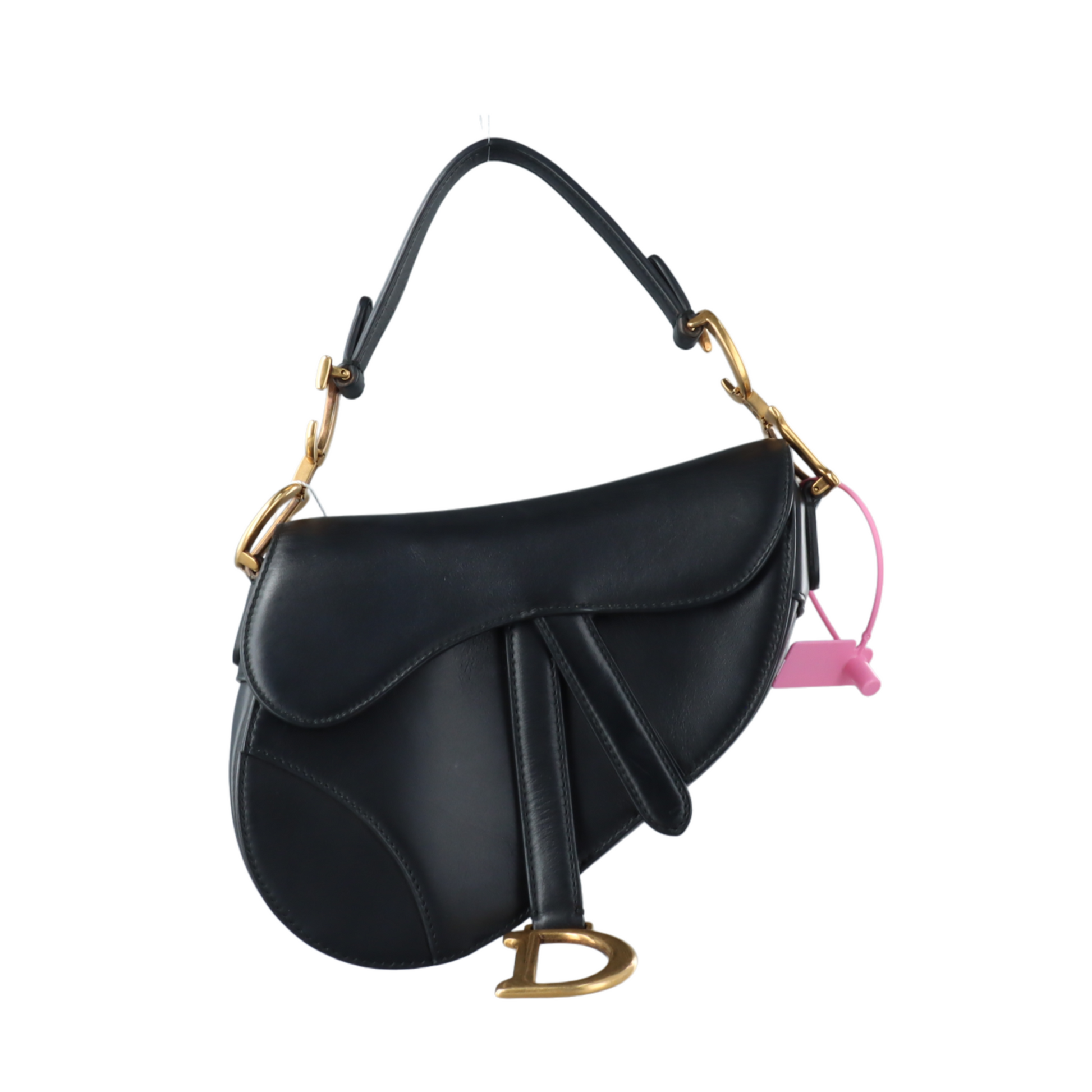 Dior Saddle Smooth With Studded Strap Handbag Leather Black Travel Bag