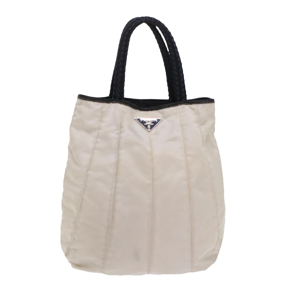 Prada Hand Bag Ivory Nylon Travel Bag