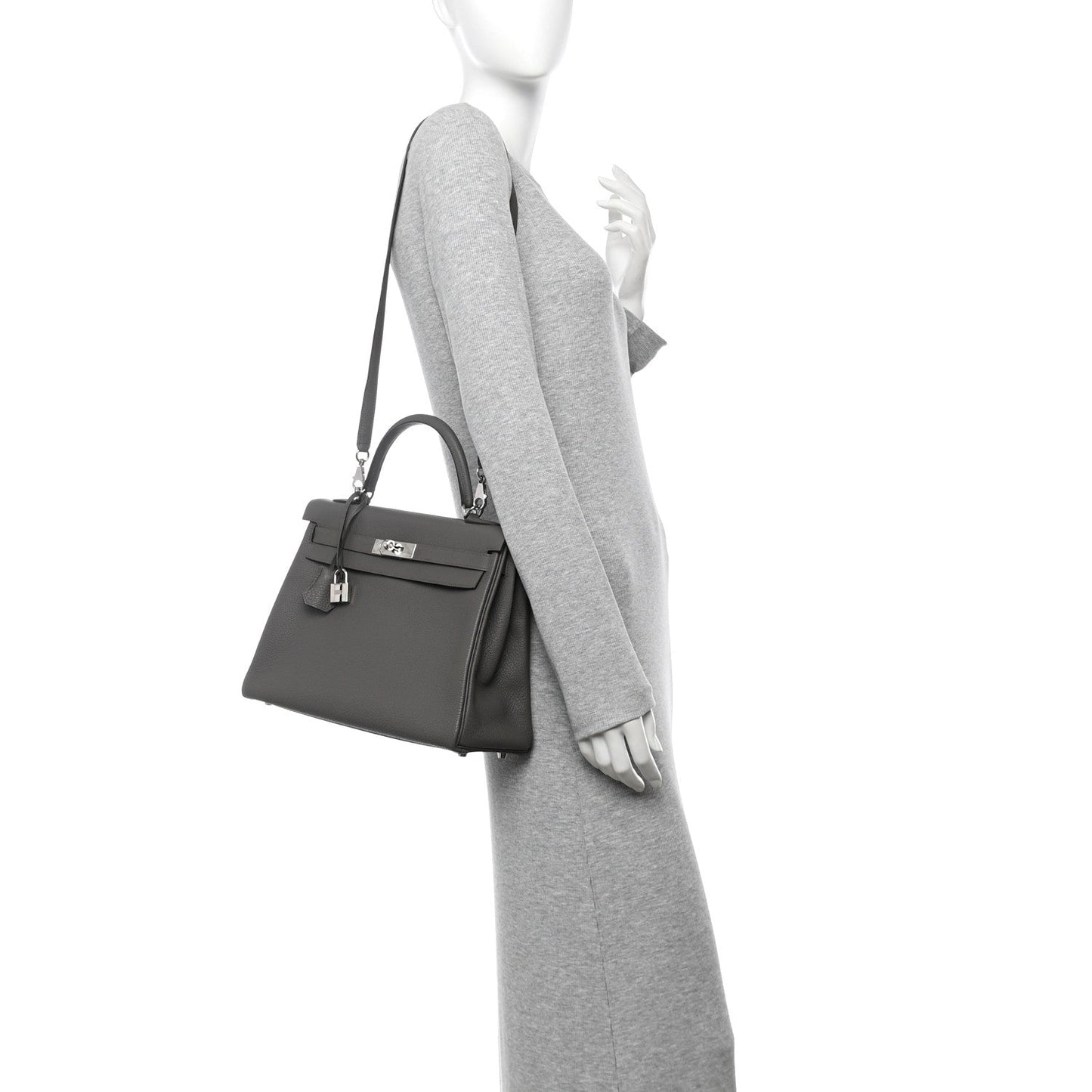 Hermes Togo Kelly Retourne Etain Handbag Travel Bag