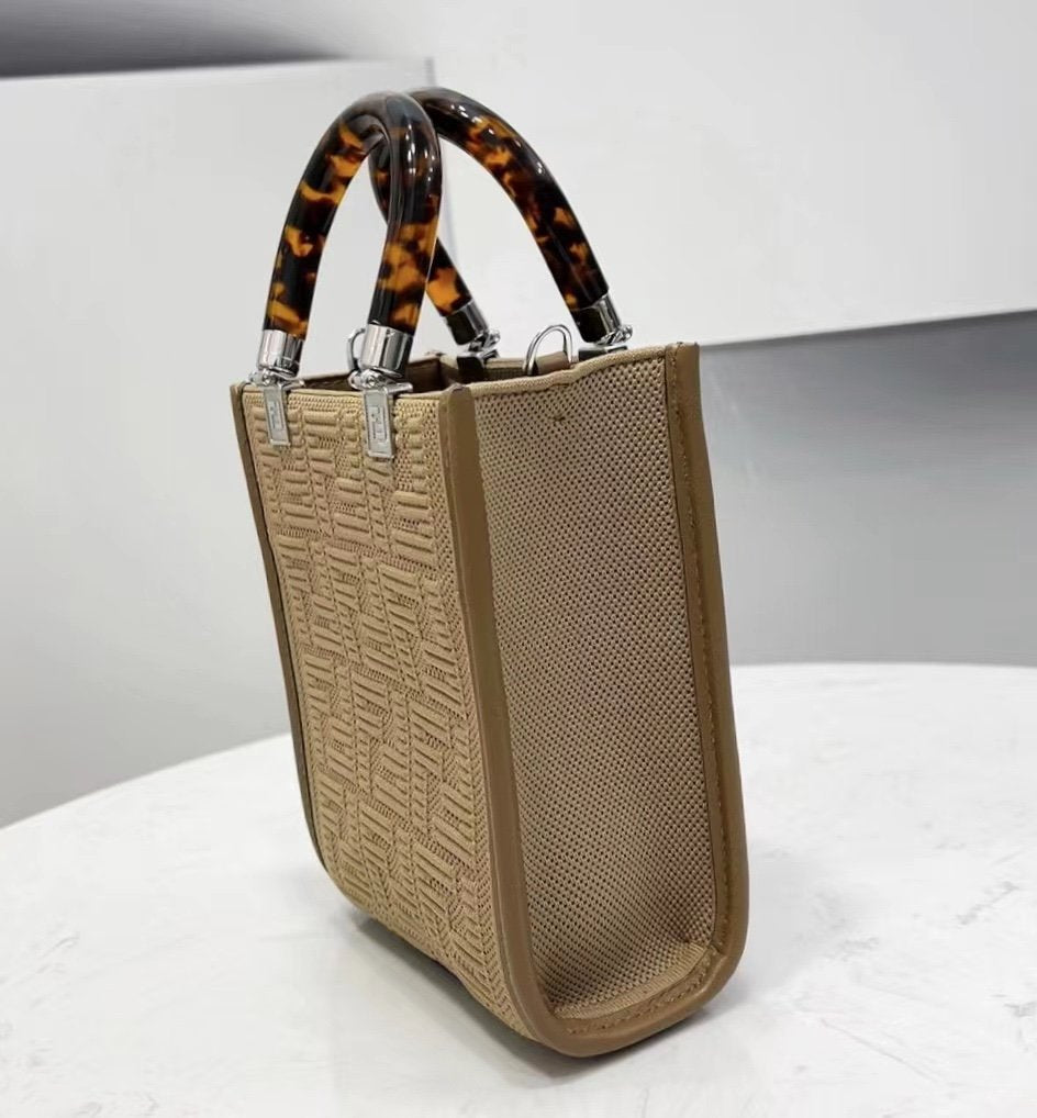 Fendi Top QualityTop Quality Sunshine Shopper Beige Mini FF Crossbody Bag