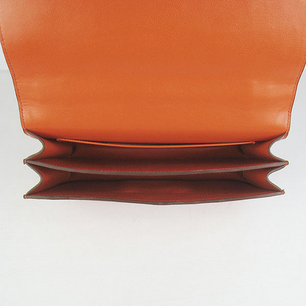 Hermes Luxury Calf Message Bag H Orange Leather Silver Travel Bag